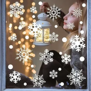 Cross-border Creative Modern Minimalist Window Decorations Christmas Snowflake Static Cling Luminous PVC Stickers Assorted