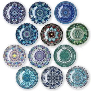 Crystal Glass Refrigerator Magnets Blue Pattern Series Magnetic Stickers Decorative Gifts Souvenirs for Whiteboard