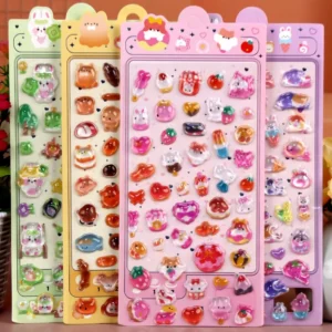 Crystal Resin Adhesive Japanese Decorative Stickers, 3D Embossed, for DIY Journal Decoration