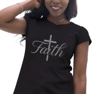 Crystal Rhinestone Faith Iron-On Transfer Design