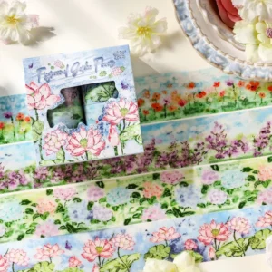 Cultural Creative Ten Mile Flower Field Decorative Journaling Tape Cross Border Sticker Tape Scenic Building PET