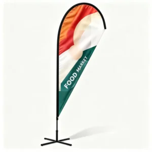 Curved Feather Flag Banner with Adjustable Pole for Marathon Route Promotion Advertising Display