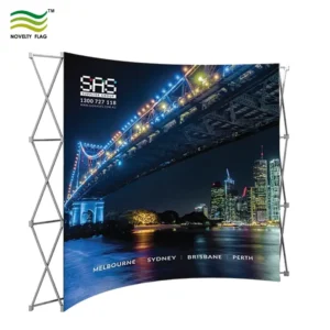 Curved Style Hook Display Tension 260gsm Durable Pop-up Wall Banner Stand Novelty Flag
