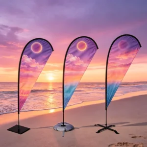 Curved Top Feather Banner with Tension Fabric Graphics