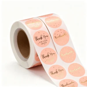 Custom 1-Inch Round Thank You Sticker Roll for Gift Bags and Business Packaging, Logo Printing