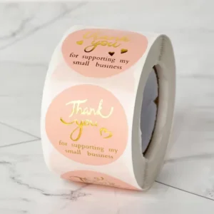 Custom 1.5 Inches 38mm 500pcs Self-Adhesive Packaging Labels for Shipping Boxes, Security Thank You Stickers