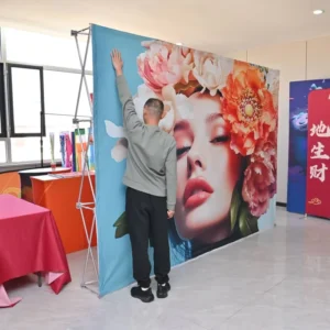 Custom 10 x 8 ft Tension Fabric Pop-Up Straight Display Backdrop for Trade Shows