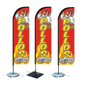 Custom 130G Knitting Double-Sided Beach Flag Feather Banner for Fried Chicken Shop