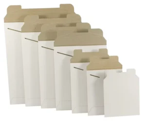 Custom 18 x 24 Inch Rigid Cardboard Stay-Flat Mailer Envelopes with Tab Lock, White/Brown