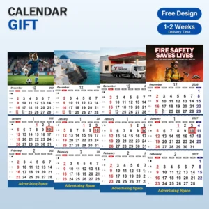 Custom 3-Month Folding Paper Wall Calendar with Logo, Business Promotional Gift