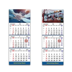 Custom 3-Month Vertical Wall Calendar with Personalized Paper Print, Traditional Chinese Calendar