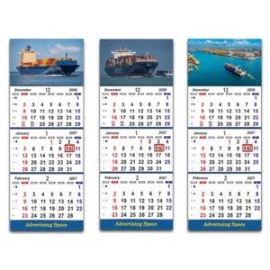 Custom 3-Month Wall Calendar with Corporate Logo, Promotional Gift for Freight Forwarders and Gas Stations