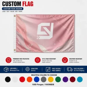 Custom 3 x 5 ft 90 x 150 cm Double-Sided Fabric Digital Print Flag Banner with Logo