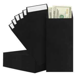 Custom 3.2 x 6.6 Inch Black Money Envelopes, 120 GSM, for Cash Budgeting, Checks, and Tickets