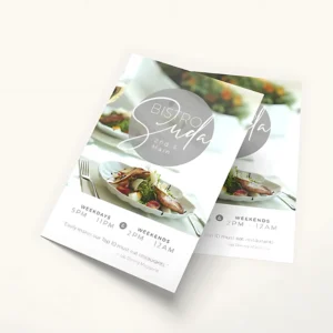 Custom 300gsm Glossy Coated Paper A6 Trifold Flyer Brochure with Glossy or Matte Lamination
