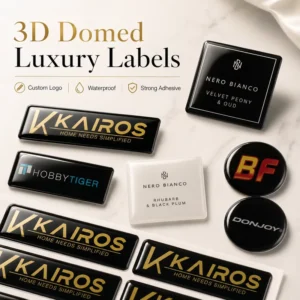 Custom 3D Domed Epoxy Resin Stickers Waterproof Raised Glossy Logo Labels for Electronics Cosmetic Jars and Nameplates