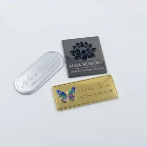 Custom 3D Embossed Aluminum Label Metallic Logo Sticker, Waterproof Adhesive for Bottle Packaging