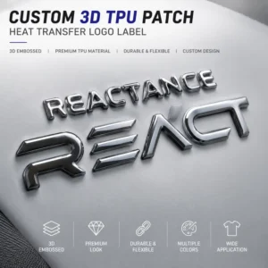 Custom 3D Heat Transfer TPU Patches High Frequency Embossed Silicone Logo Labels for Garments