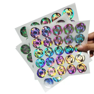 Custom 3D Holographic Copper QR Code Waterproof Paper Adhesive Stickers for Candles