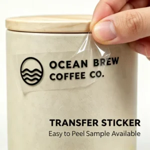 Custom 3D Logo Rub-on Transfer Stickers, 100 Pcs, Transparent Self-Adhesive Decals for Coffee Cans