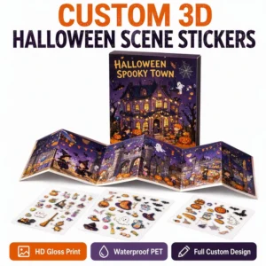 Custom 3D Miniature Scene Stickers Waterproof PET Die Cut Sticker for Scrapbooking Journaling Halloween Party Decor