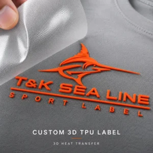 Custom 3D Silicone Heat Transfer Label Rubber Raised Logo Matte Iron on Heat Press for Garment Hoodie T Shirt Apparel