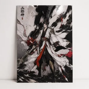Custom 3D Varnish Art Prints Raised Spot UV Digital Printing Chinese God Erlang Anime Manga Embossed Display Posters