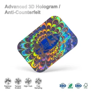 Custom 3D Waterproof Hologram Anti-Counterfeit Stickers Rainbow Security Labels for Product Authentication and Warranty