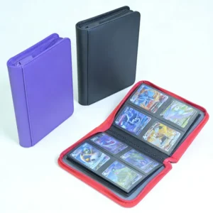 Custom 4-Pocket Trading Card Binder, Leather Mini Photo Album for Kids