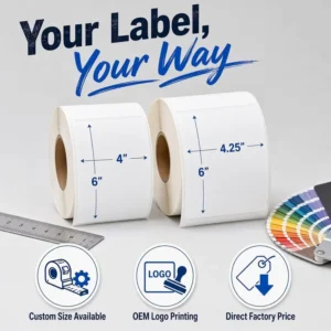 Custom 4×6 Thermal Shipping Label Roll, Adhesive Paper, Perforated for Logistics