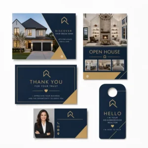 Custom 5-Piece Realtor Marketing Kit Postcards Flyers Thank You Cards Door Hangers Business Cards