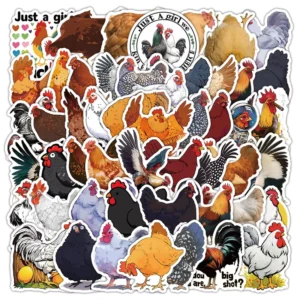 Custom 63-Piece Cartoon Chicken Graffiti Personalized Waterproof Phone Case Stickers