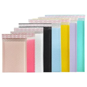 Custom 6×10 Bubble Mailer Shipping Envelope with Logo, Waterproof, Black Pink White