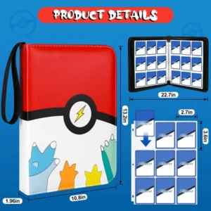 Custom 9 Pocket 450+ Cards Capacity RFID Protected PU Leather Trading Card Binder Zipper Closure for Sports and Photo Cards