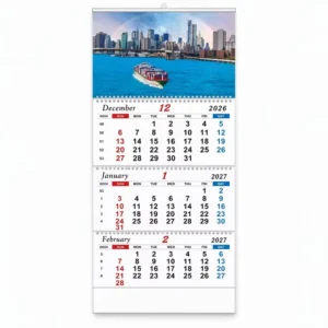 Custom A3 3-Fold Digital Laminated Logistic Oversea Wall Calendar