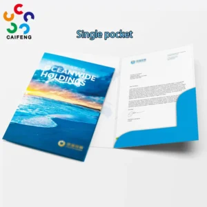 Custom A4 300gsm Coated Paper Presentation Folders & Business Card Case Custom Printed Glossy Finish Gold Silver Embossed Logo