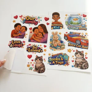 Custom A4/A5/A6 Self-Adhesive Waterproof Vinyl Sheet Kiss-Cut Cartoon Stickers