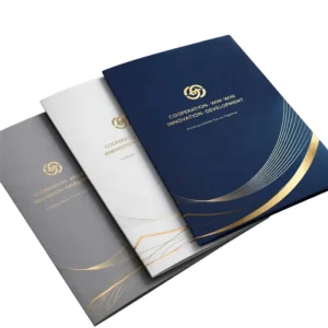 Custom A4 Paper Folder Meeting Office Document Storage Resume File Student Test Sorting Gold Foil Corporate Brochure Holder