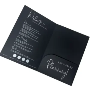 Custom A4 Personalized Cardboard Brochure 2 Pockets Embossed Finish School Business File Paper Organization