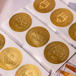 Custom Adhesive 3D Embossed Packaging Labels with Gold or Silver Foil and Holographic Finish