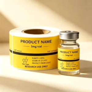 Custom Adhesive PVC Vinyl Heat-Resistant Waterproof Peptide Vial Labels with Barcode, 2ml 3ml 5ml