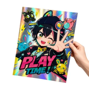 Custom Anime Holographic Foil Art Prints, Glossy Semi-Varnish Poster