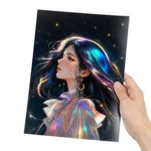 Custom Anime Holographic Foil Art Prints, Matte Cartoon Portrait Poster