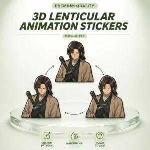 Custom Anime Motion 3D Lenticular Stickers, 0.45 mm Waterproof UV-Printed PET Car and Laptop Decals