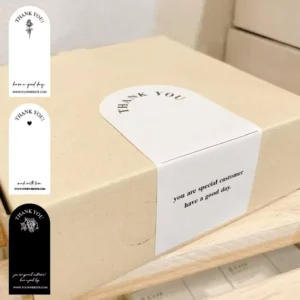 Custom Art Paper Self-Adhesive Waterproof Recyclable Rectangular Thank-You Sealing Stickers for Candle Packaging