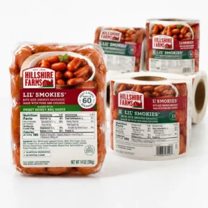 Custom BOPP Waterproof PVC Sausage Food and Fruit Stickers for Recyclable Packaging
