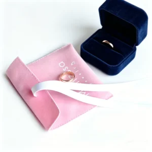 Custom Baby Pink Suede Envelope Jewelry Pouch Flap Jewelry Bag with Logo