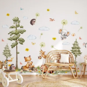 Custom Baby Room Animal Tree Decor Children Vinyl Wall Stickers for Kids Bedroom
