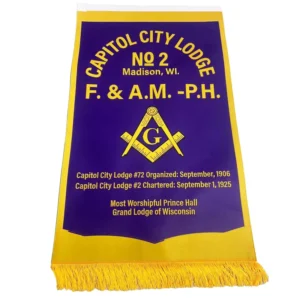 Custom Banner with Embroidered Logo and Pillars