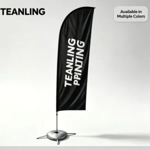 Custom Beach Feather Flag, 3.75 x 0.75 m, Polyester Digital Print, Base